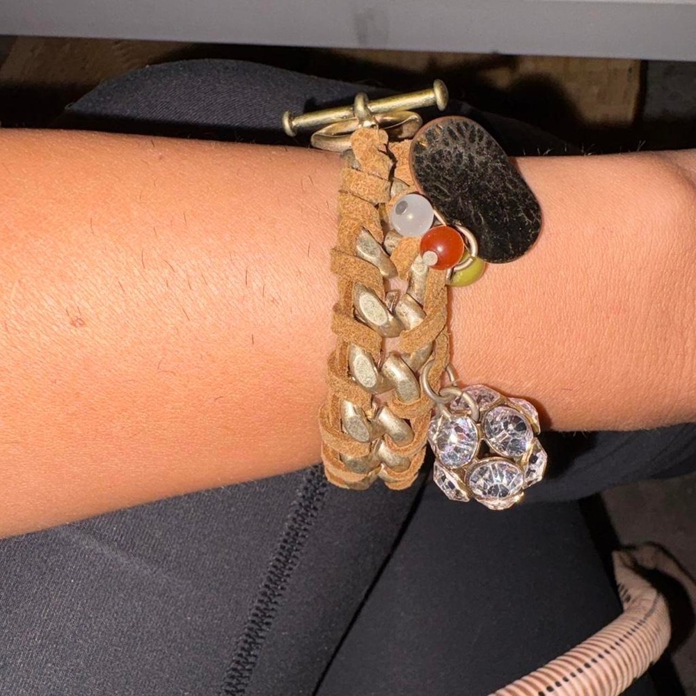 Jewelry Vintage Silver Tone Chain Heavy Metal Crystal Diamond Bracelet